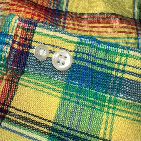 Ralph Lauren Youth Boys M 10/12 Short Sleeve Button Up Shirt Yellow Plaid Collar - Picture 5 of 7